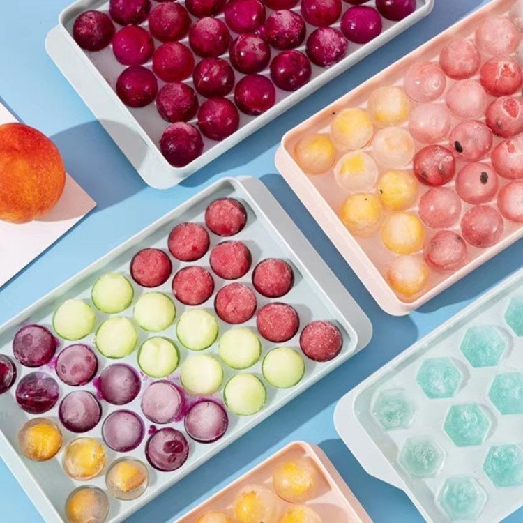 33 Grid Mini Ice Ball Tray - Plastic, Different Sizes , Rectangle Shape, Brown Color, Smooth Surface Finish For Effortless Ice Ball Removal