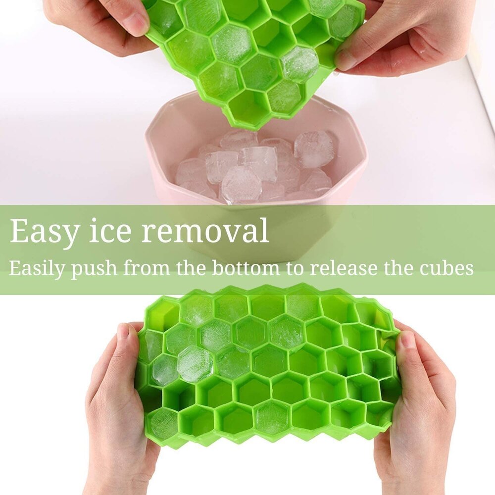 Honeycomb Silicone Ice Cube Tray - Silicone Material, Rectangle Shape, Green Color, Different Sizes | Versatile For Ice, Herbs, Baby Food, Candy Molding