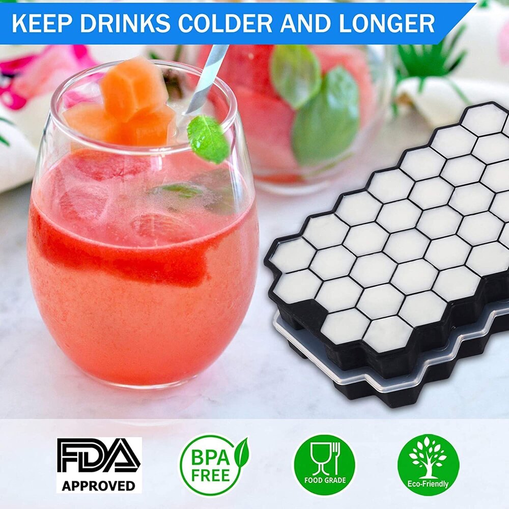 Honeycomb Silicone Ice Cube Tray - Silicone Material, Rectangle Shape, Green Color, Different Sizes | Versatile For Ice, Herbs, Baby Food, Candy Molding