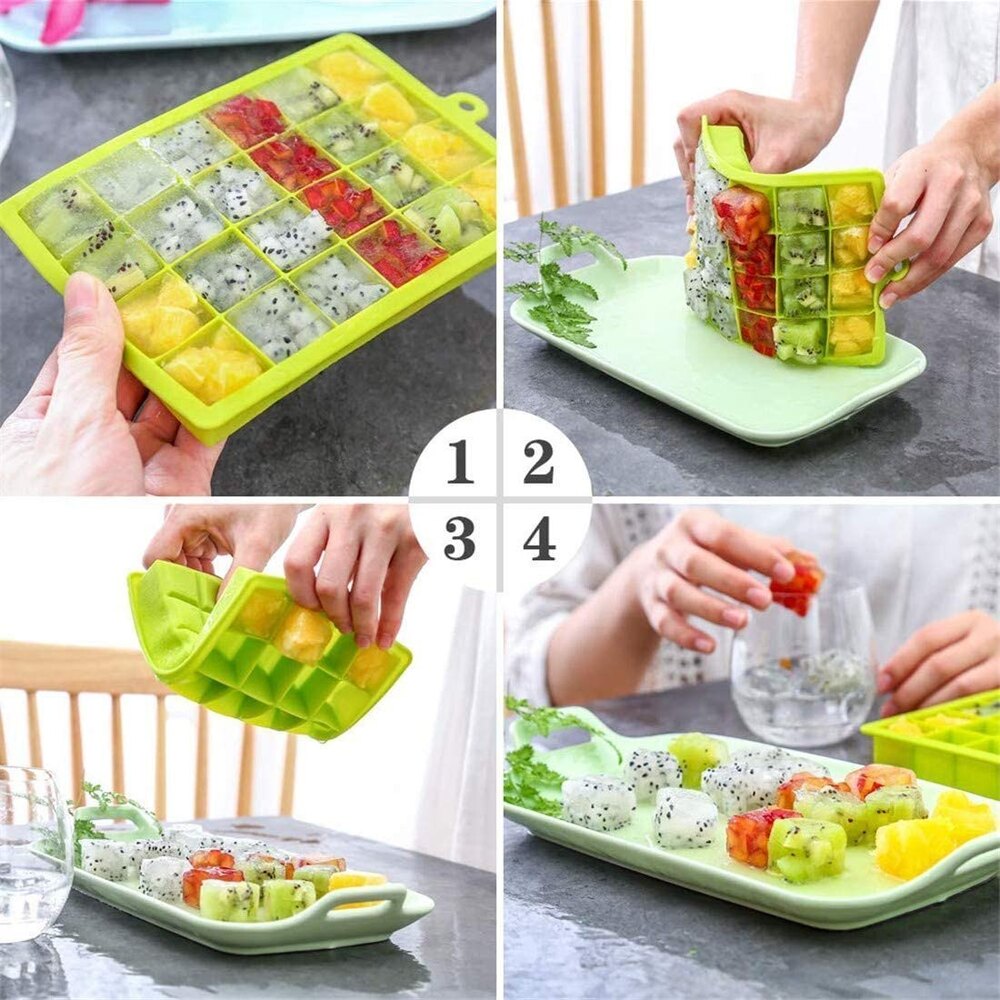24 Cavity Silicone Ice Cube Tray - Silicone Material, Rectangle Shape, Multi-size Dimensions, Smooth Surface Finish , Perfect For Any Occasion