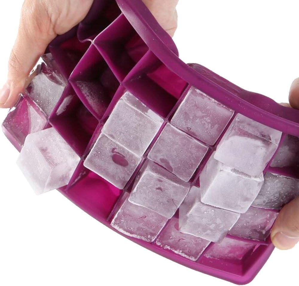 24 Cavity Silicone Ice Cube Tray - Silicone Material, Rectangle Shape, Multi-size Dimensions, Smooth Surface Finish , Perfect For Any Occasion