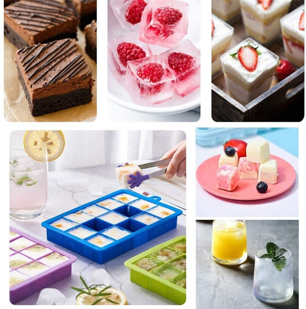24 Cavity Silicone Ice Cube Tray - Silicone Material, Rectangle Shape, Multi-size Dimensions, Smooth Surface Finish , Perfect For Any Occasion