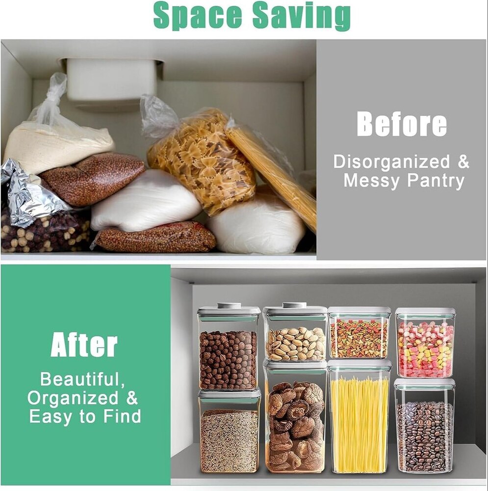 Airtight Push Pop Container - Plastic, 1500 Ml, Transparent | Smooth Finish, Effortless Access, Keeps Food Fresh And Organized