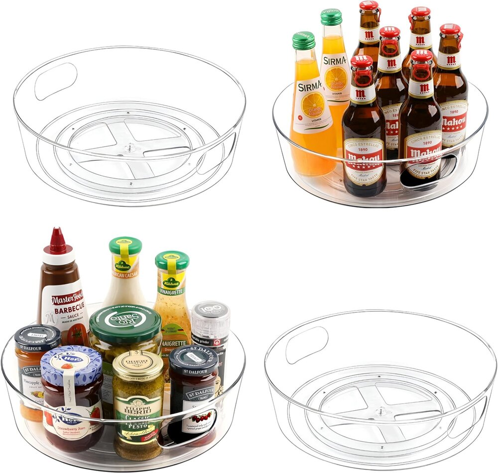 360 Degree Rotating Tray - High-quality Smooth Plastic, Various Sizes, Transparent Color | Perfect For Kitchen, Bathroom & Office Organization