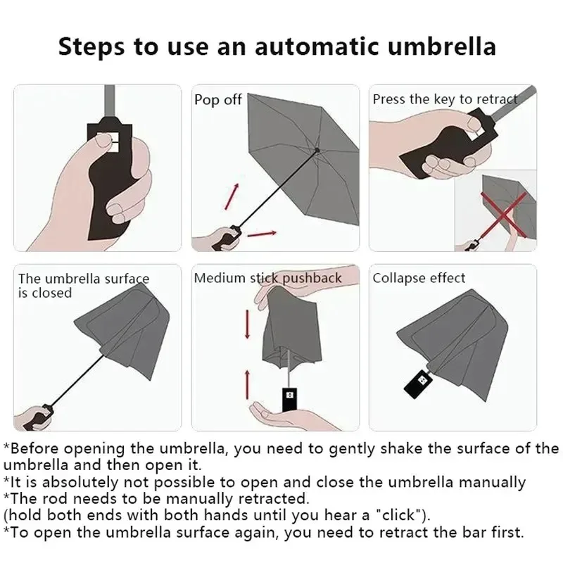 Auto Open Close Umbrella - Durable Nylon, 3-fold Design, Classic Black | Auto Open Button, Aluminum Shaft, Sophisticated Style