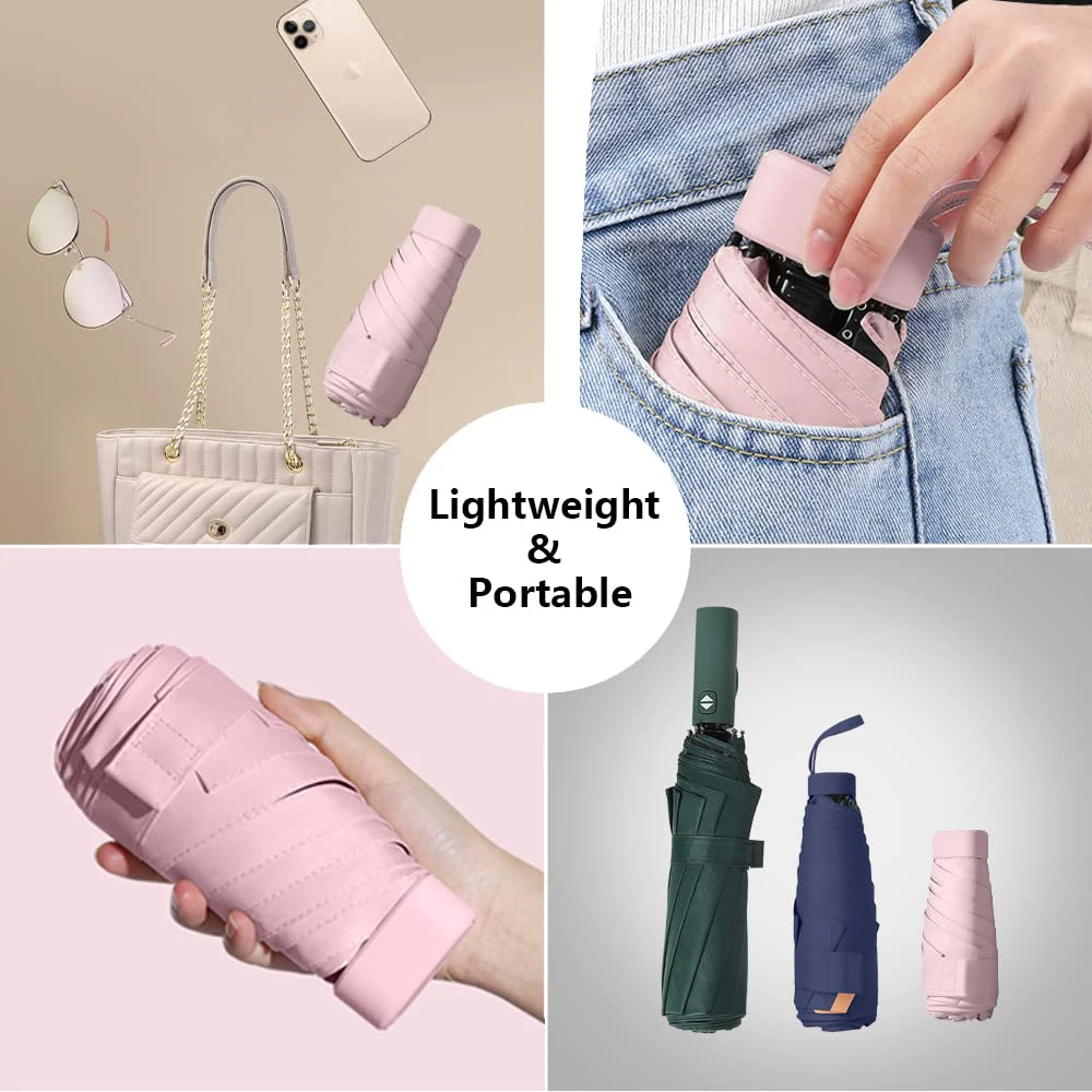 Compact Umbrellas - High-quality Nylon, Multiple Sizes, Blue And Pink Colors, Foldable, Durable Aluminum Shaft, All-season Use