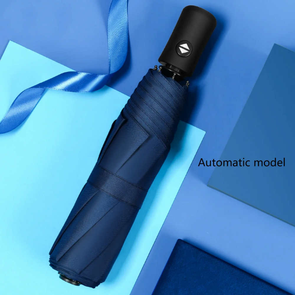 3 Fold Umbrella - Nylon Canopy, 3-fold Design, Sturdy Aluminum Shaft, Classic Black Color | Auto Open Button, All Season Versatility
