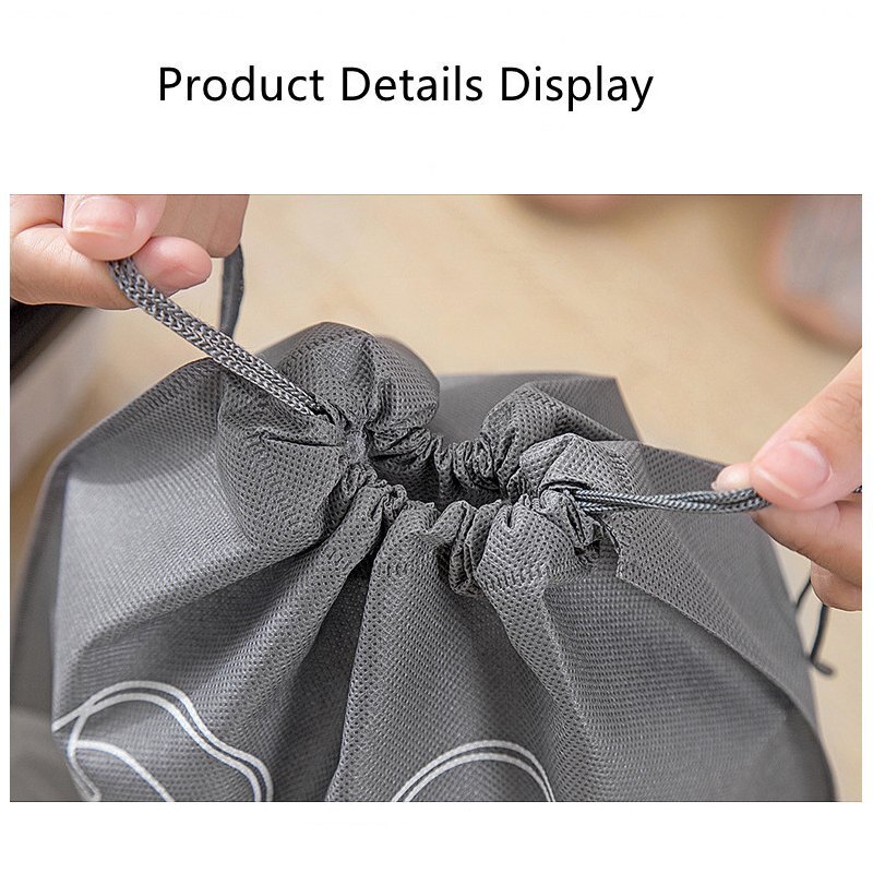Non Woven Shoe Bag - Microfiber Material, Different Sizes, Black Color - Stylish Tote Bags With Printed Designs For Organized Shoe Storage