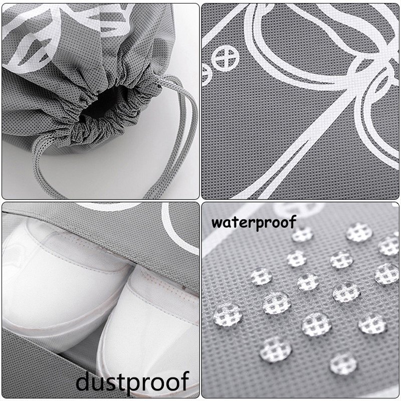 Non Woven Shoe Bag - Microfiber Material, Different Sizes, Black Color - Stylish Tote Bags With Printed Designs For Organized Shoe Storage