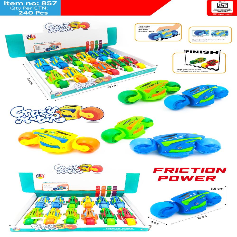 KV Toys 12 Pcs Friction Power Crazy Motor
