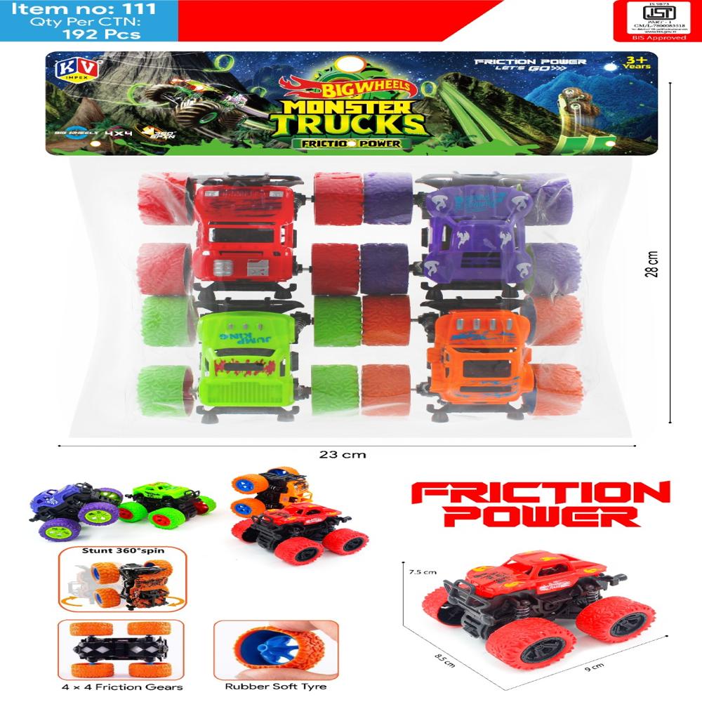 KV Toys 4 Pcs Friction Monster Truck - Pvc