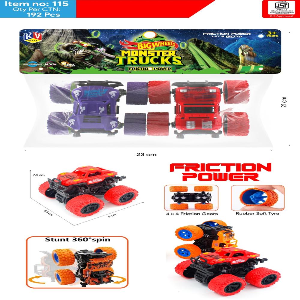 2 Pcs Friction Monster Truck - Pvc