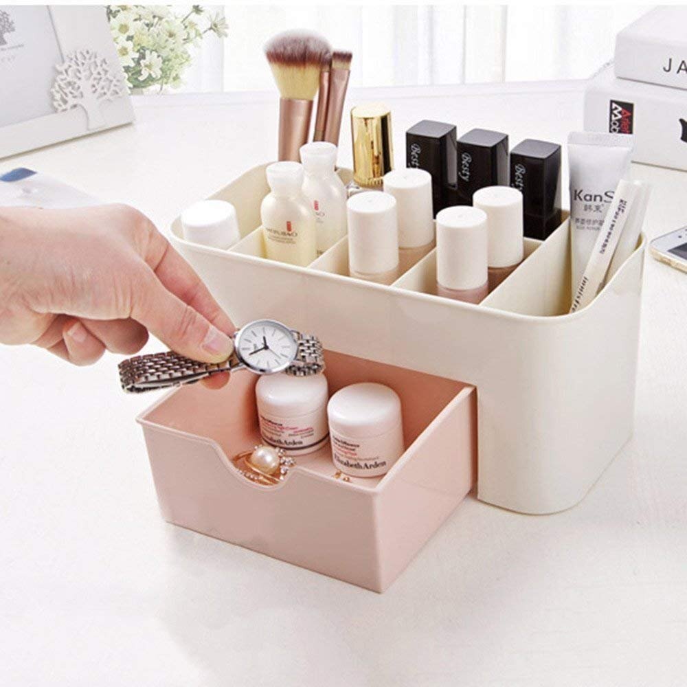 Plastic Cosmetic Storage Box - Plastic, Various Sizes, White Color, Polished Surface Finish | Elegant Organization For Lipsticks, Brushes & Skincare Products