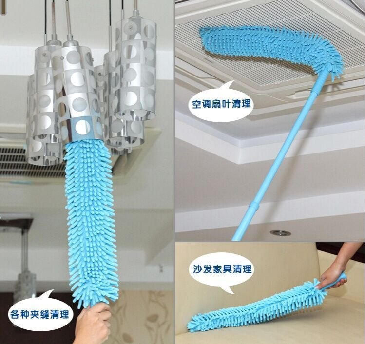 Microfiber Foldable Fan Duster - Plastic Material, 4mm Size, Blue Color | Durable Design For Versatile Dusting With Comfortable Grip
