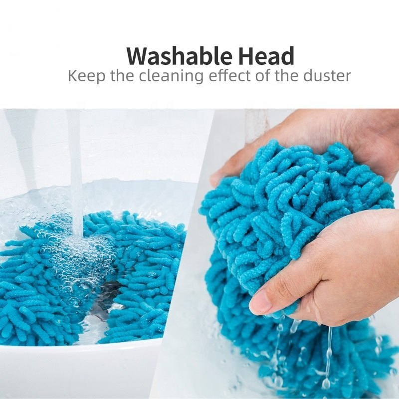 Microfiber Foldable Fan Duster - Plastic Material, 4mm Size, Blue Color | Durable Design For Versatile Dusting With Comfortable Grip