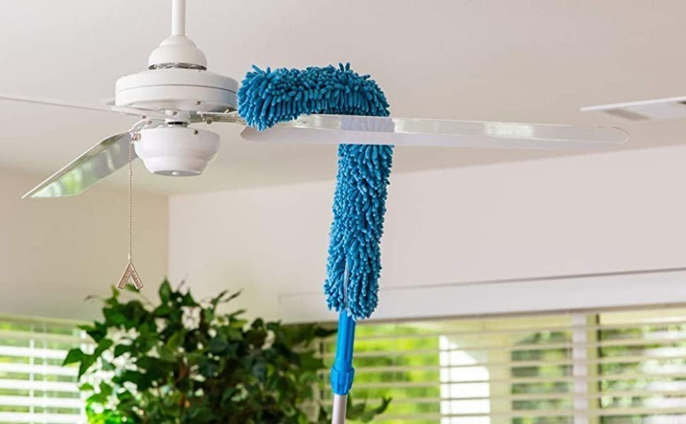 Microfiber Foldable Fan Duster - Plastic Material, 4mm Size, Blue Color | Durable Design For Versatile Dusting With Comfortable Grip