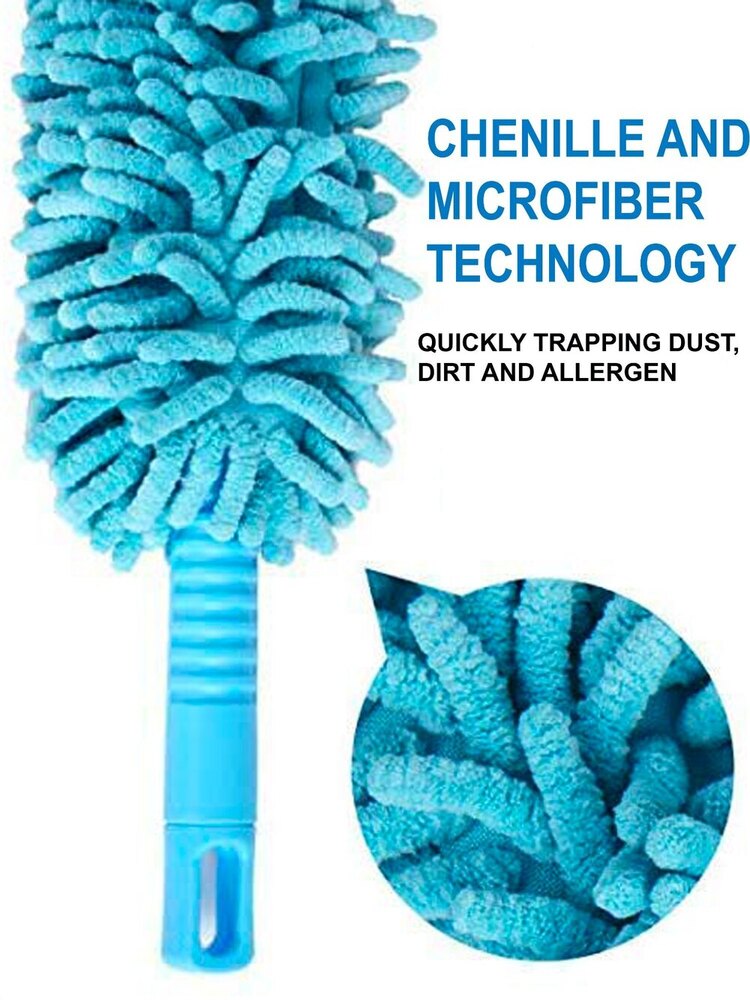 Microfiber Foldable Fan Duster - Plastic Material, 4mm Size, Blue Color | Durable Design For Versatile Dusting With Comfortable Grip