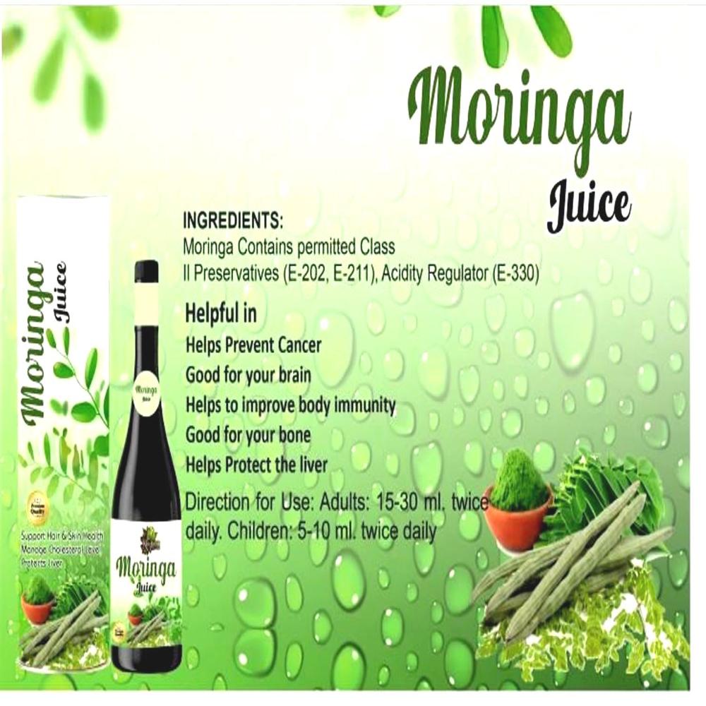 Moringa Juice Bulk For Health Food Stores 500ml - Direction: Twice A Day Morning And Evening