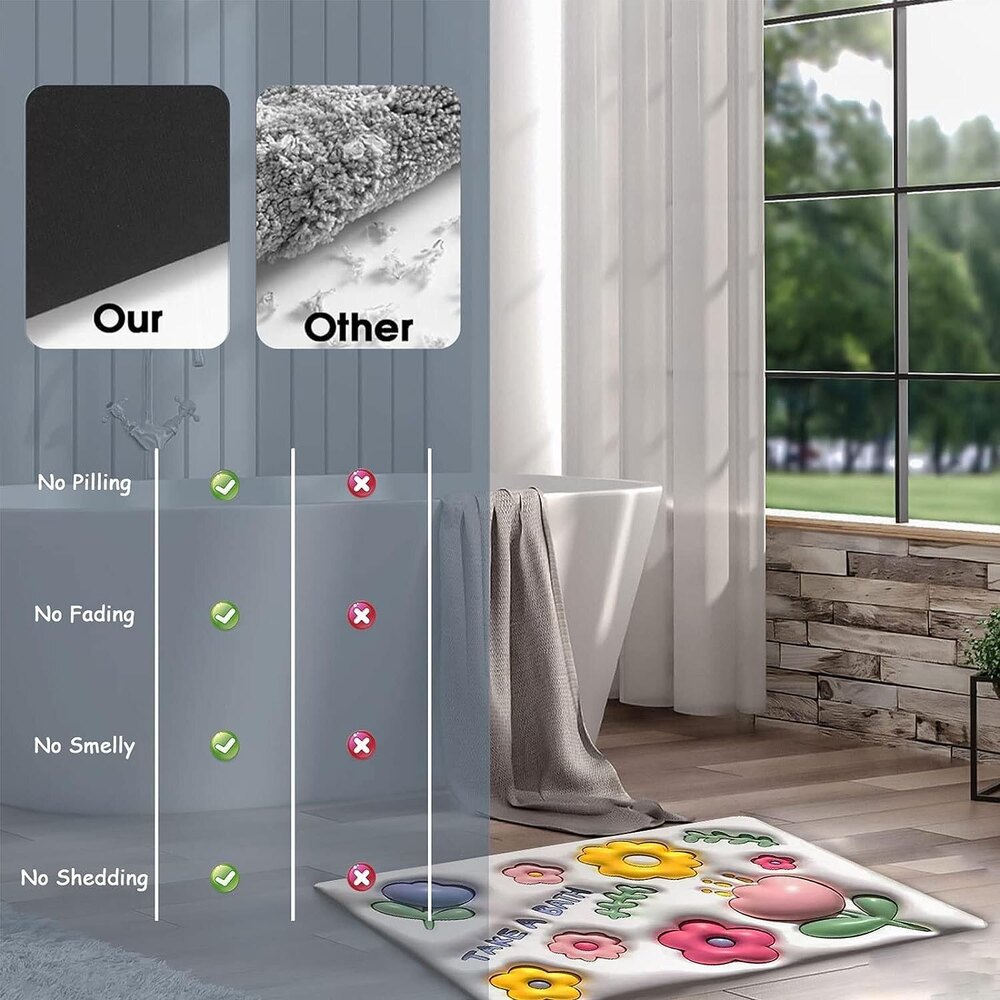 3d Visual Bathtub Mat - Plastic, 40x60 Cm , Pink Color With Smooth Surface And Non-slip Design For Enhanced Comfort And Safety