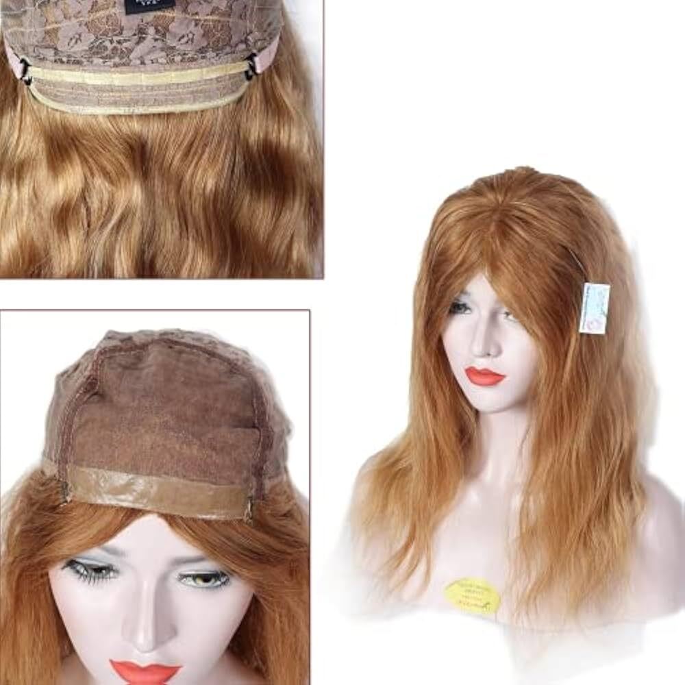 Double Skin Net Base 26 Inch Remy Human Hair Women Full Head Wig With Extra Tape Grip Double Skin Base For Natural Hairline, Free Style Blonde Hair Wig