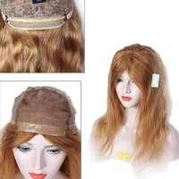 Double Skin Net Base 26 Inch Remy Human Hair Women Full Head Wig With Extra Tape Grip Double Skin Base For Natural Hairline, Free Style Blonde Hair Wig