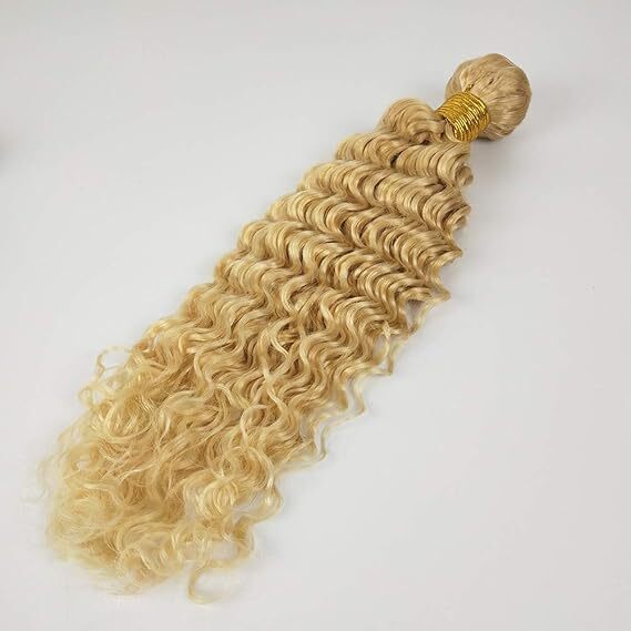 613 Real Hair Wefts Curly Deep Wave Style Brazilian Hair Bundles Blonde