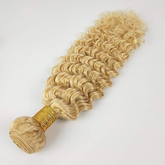 613 Real Hair Wefts Curly Deep Wave Style Brazilian Hair Bundles Blonde