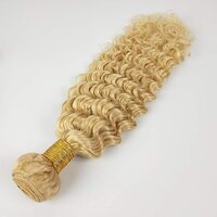 613 Real Hair Wefts Curly Deep Wave Style Brazilian Hair Bundles Blonde