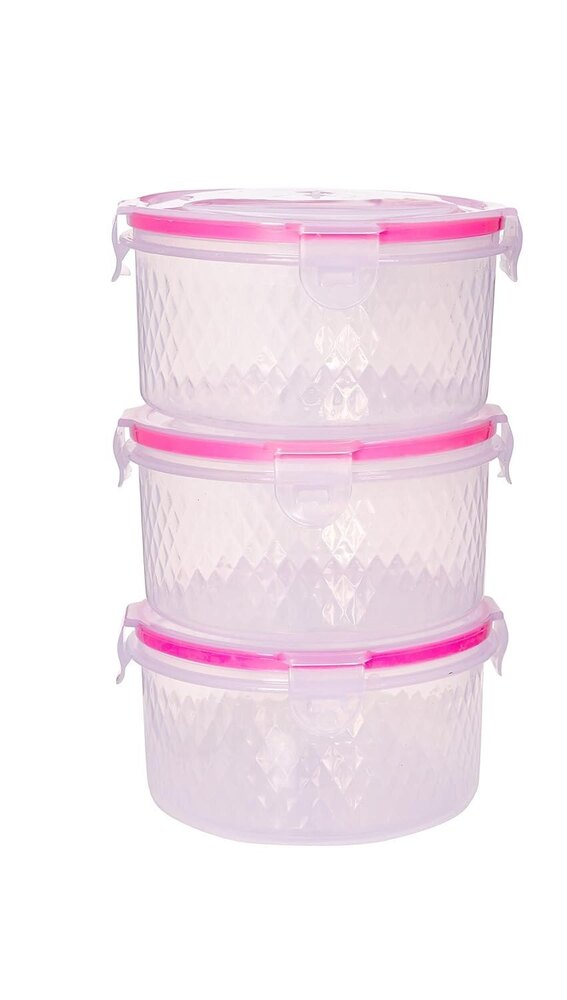 Plastic Airtight Container Set - Plastic, 5 X 10 X 10 Cm, White | Set Of 6 Containers With 500 Ml Capacity For Food Storage