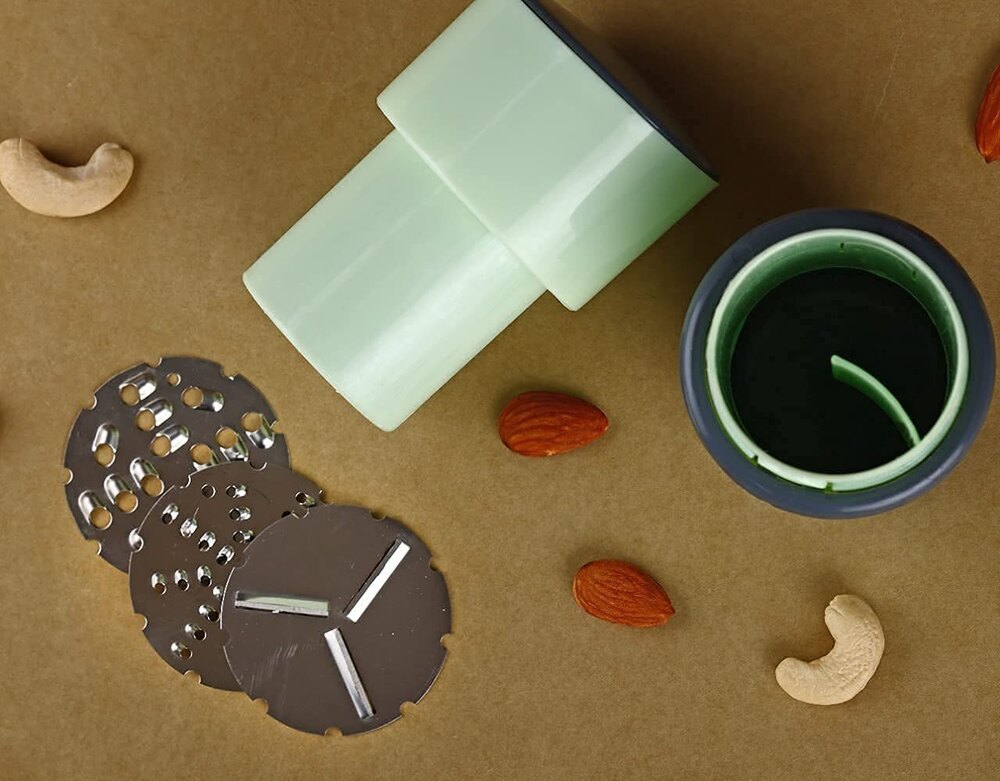 3 In 1 Dry Fruit Cutter - Durable Plastic And Steel, Manual Power Supply, Vibrant Green Color, Versatile Kitchen Tool