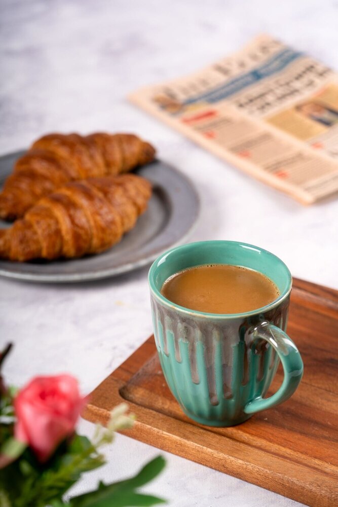 Tea Mug With Handle - Ceramic, 300 Ml, Green Color | Polished Surface, Standard Design, Durable Ceramic Handle