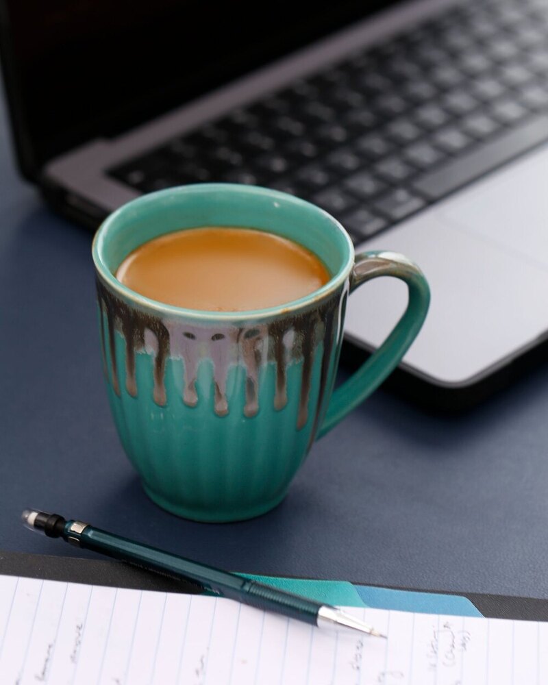 Tea Mug With Handle - Ceramic, 300 Ml, Green Color | Polished Surface, Standard Design, Durable Ceramic Handle