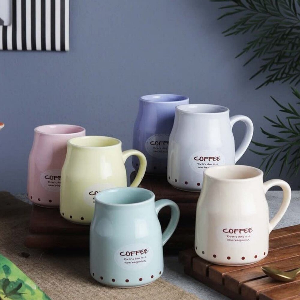 Ceramic Tea Coffee Cup Set - Ceramic Material, 200 Ml Size, Vibrant Multi-color Design, Polished Surface Finish, Comfortable Ceramic Handles