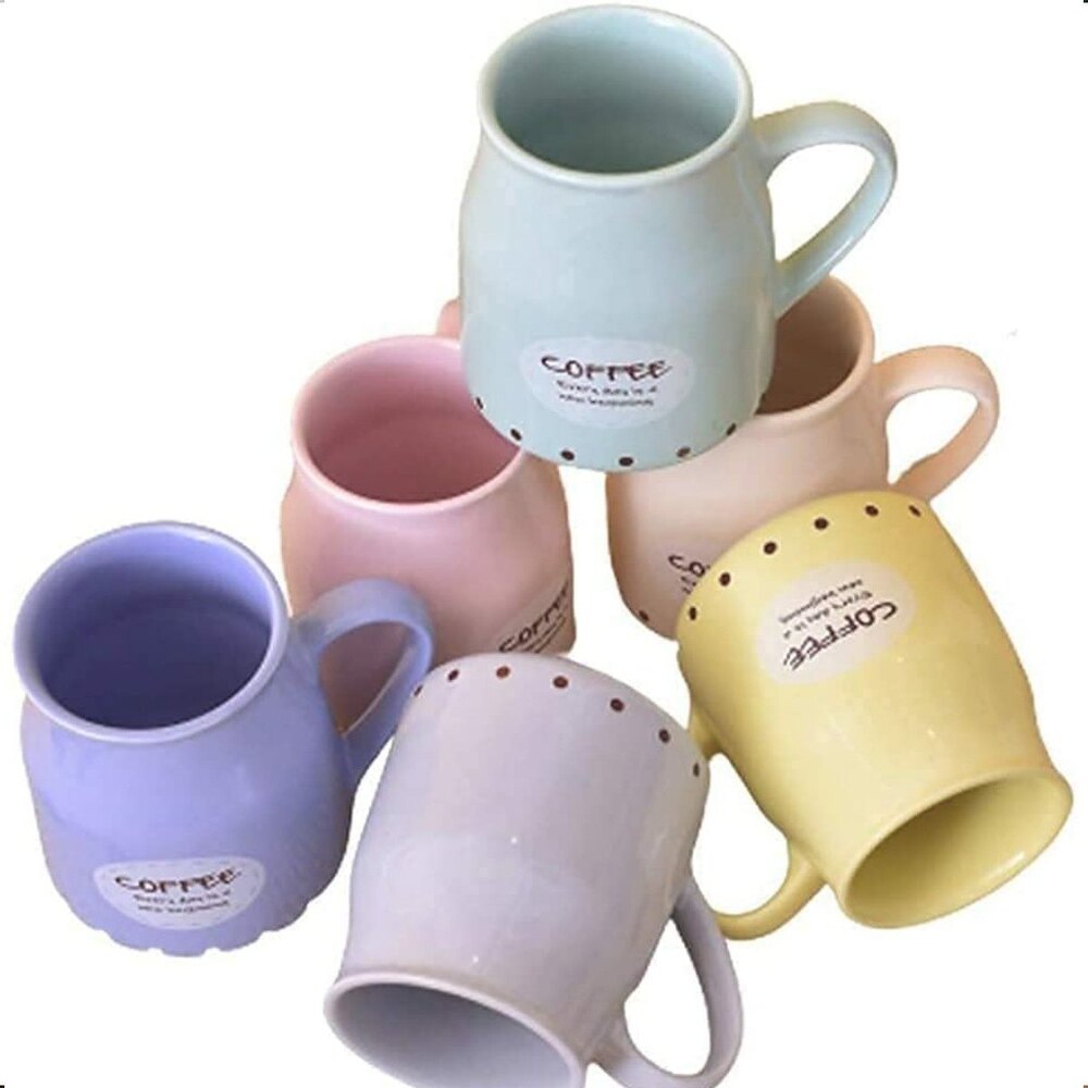 Ceramic Tea Coffee Cup Set - Ceramic Material, 200 Ml Size, Vibrant Multi-color Design, Polished Surface Finish, Comfortable Ceramic Handles