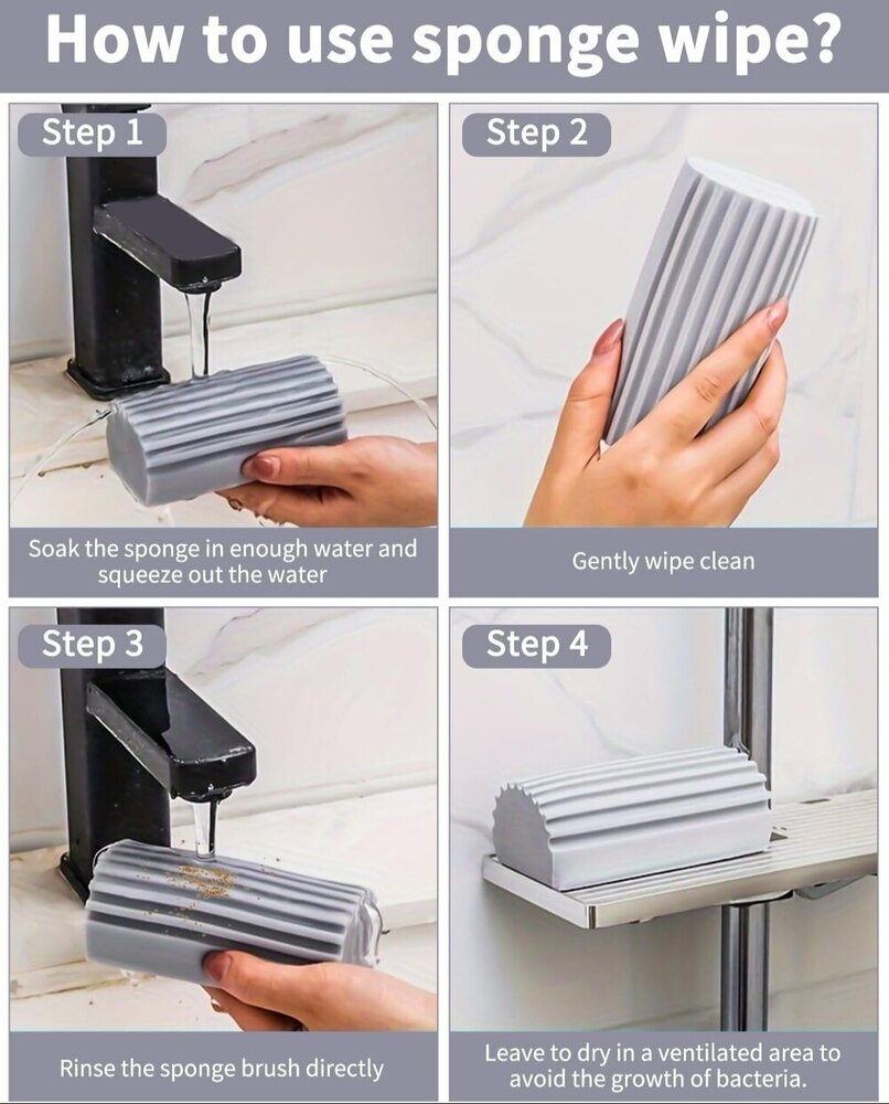 Magic Cleaning Sponge - Sponge Material, 11x5.5 Cm Size, Multi-color Option | Versatile Cleaning Tool For Cars, Kitchens, Windows, And More