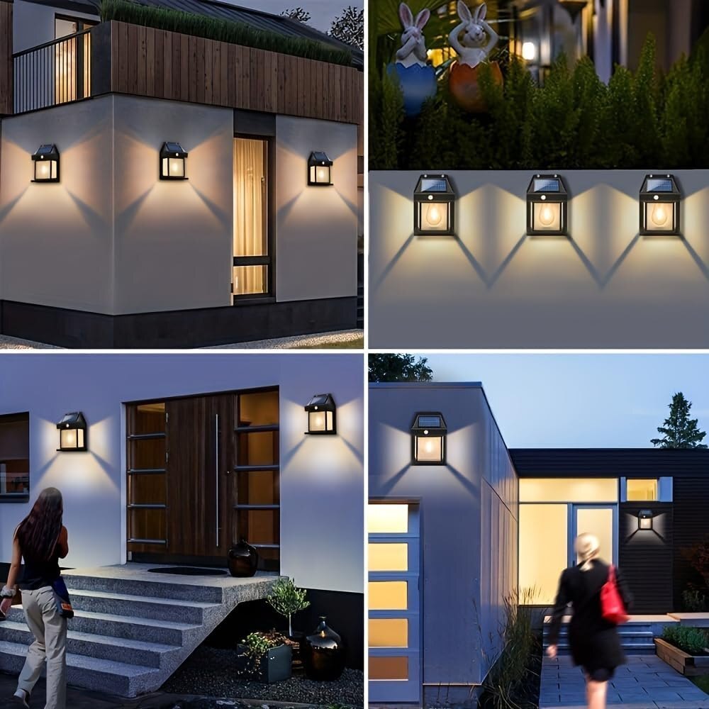 Solar Interaction Wall Lamp - Metal Different Sizes Black Color | Modern Rectangle Shape Efficient Electric Power For Outdoor Illumination