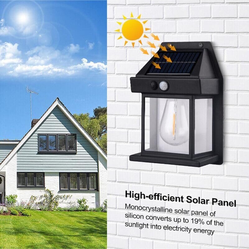 Solar Interaction Wall Lamp - Metal Different Sizes Black Color | Modern Rectangle Shape Efficient Electric Power For Outdoor Illumination