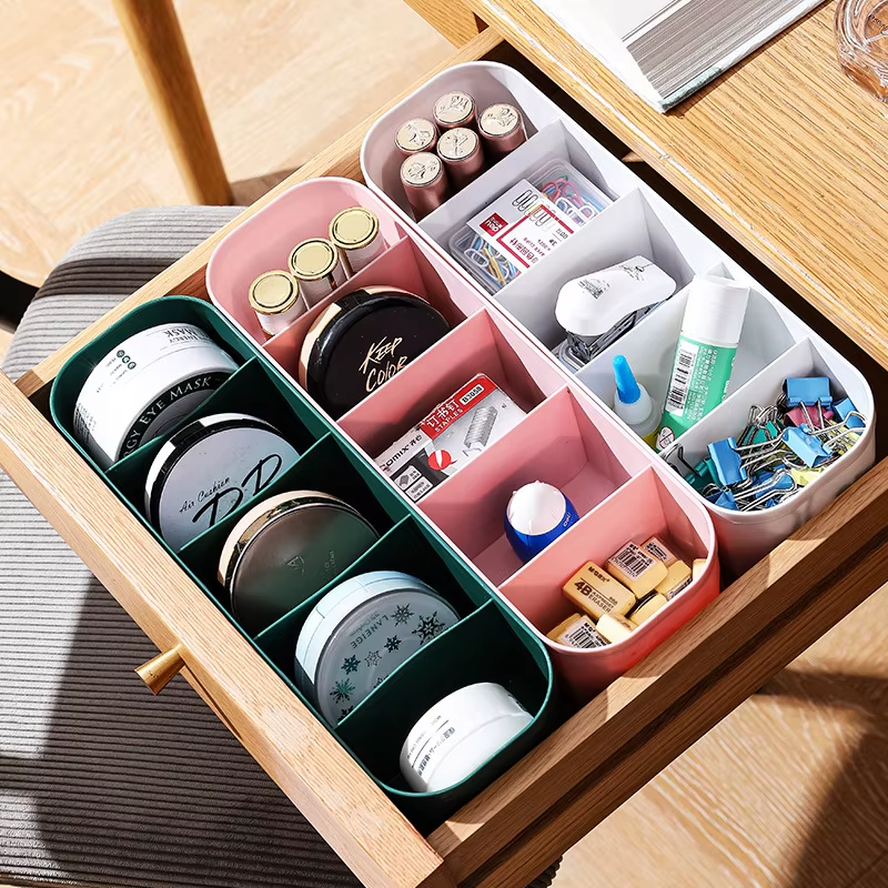 5 Grid Socks Organiser - Durable Plastic, Different Sizes, Multi Color | Rectangular Shape, Ideal For Home And Industrial Use