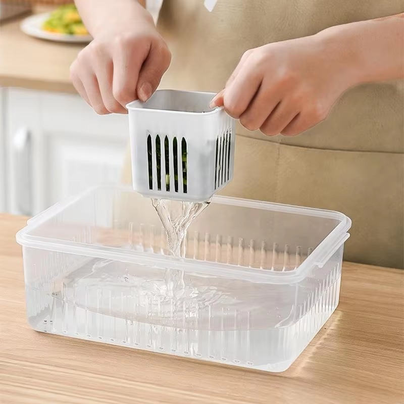 6 Grid Plastic Fridge Container - Durable Plastic, Various Sizes Available, Sleek White Color, Rectangular Design For Storage And Organization