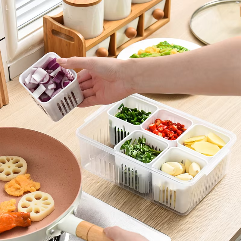 6 Grid Plastic Fridge Container