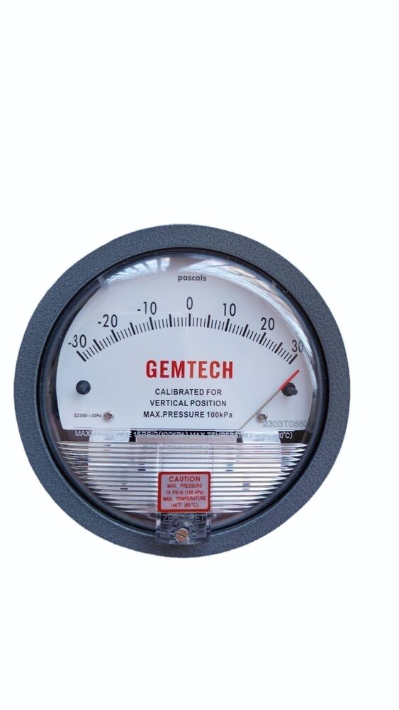 Gemtech Differential Pressure Gauge Range 30-0-30 Pa - Accuracy: 2% (-Ha Model 1) Of Fs (3% (-Ha 1.5%) On -0