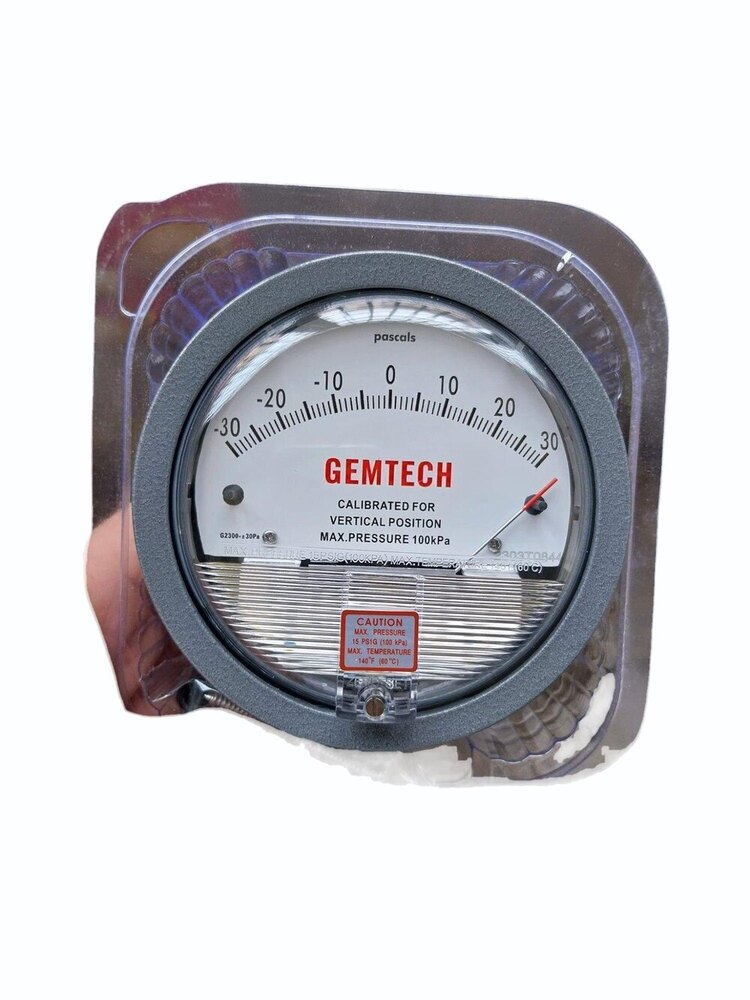 Gemtech Differential Pressure Gauge Range 30-0-30 Pa - Accuracy: 2% (-Ha Model 1) Of Fs (3% (-Ha 1.5%) On -0