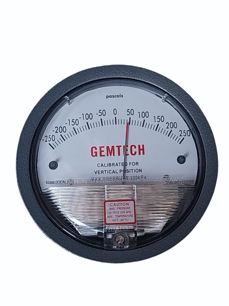 Gemtech Instruments Differential Pressure Gauge Range 250-0-250 Pa - Accuracy: 2% (-Ha Model 1) Of Fs (3% (-Ha 1.5%) On -0