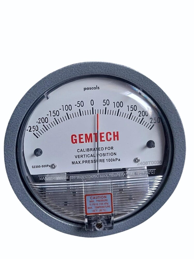 Gemtech Instruments Differential Pressure Gauge Range 250-0-250 Pa - Accuracy: 2% (-Ha Model 1) Of Fs (3% (-Ha 1.5%) On -0