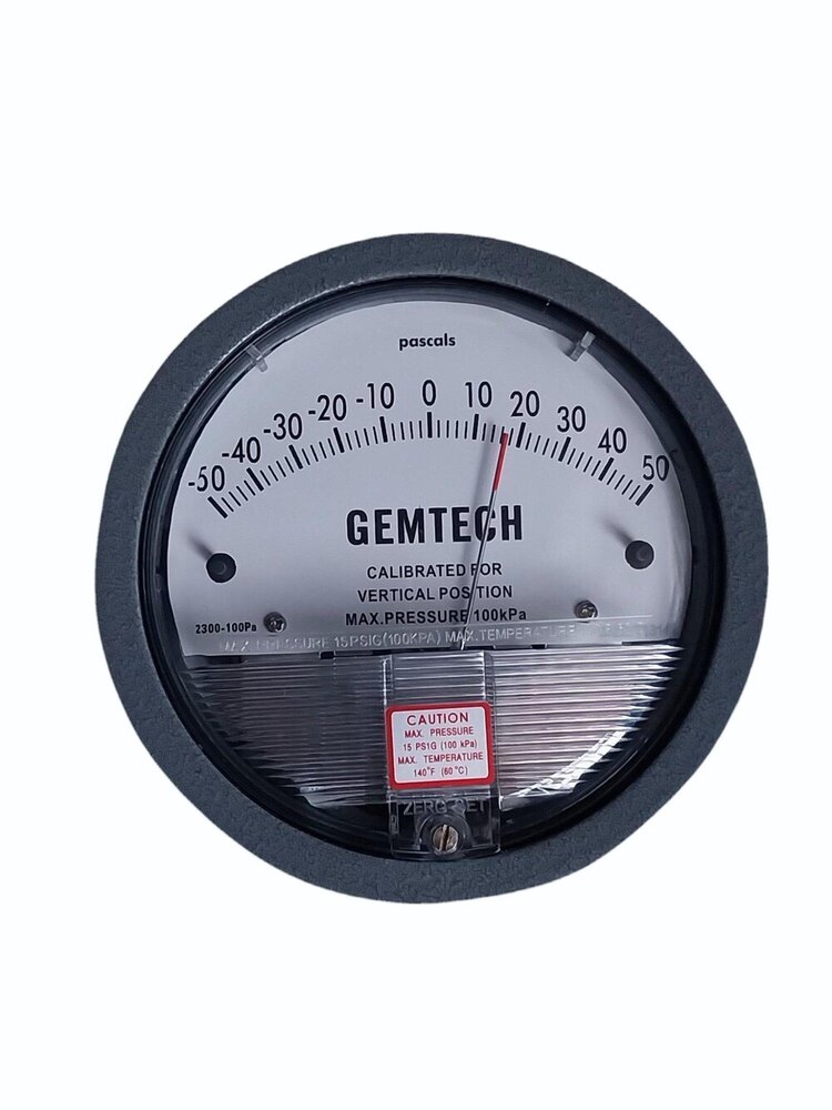 GEMTECH Differential Pressure Gauge Range 50-0-50 PA