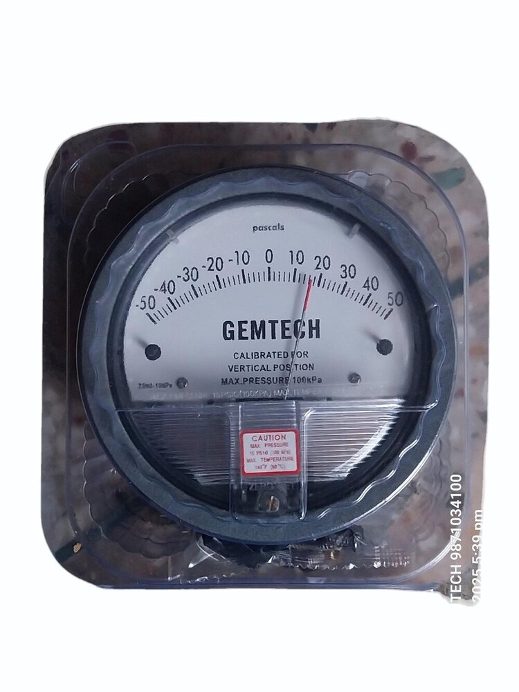 Gemtech Differential Pressure Gauge Range 50-0-50 Pa