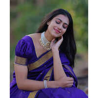 Blue Color Silk Cotton Saree - Cotton Silk Material, Attractive Printed Pattern, Hand Embroidery Work | Designed For Elegant Occasions, Various Color Options