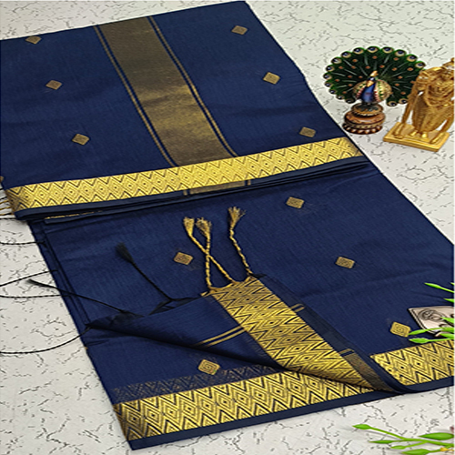 Navey Blue Color Silk Cotton Saree - Color: Different Available