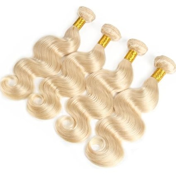 Human Hair Extension Weft Bundles 18Inches Light Blonde Body Wave