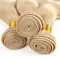 613 Bundles Human Hair 14 Inches Light Blonde Color Body Wave Hair Bundles